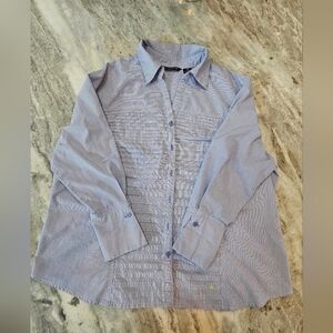 Zac & Rachel Blue White Striped Long Sleeve Button Front Shirt Top 2x